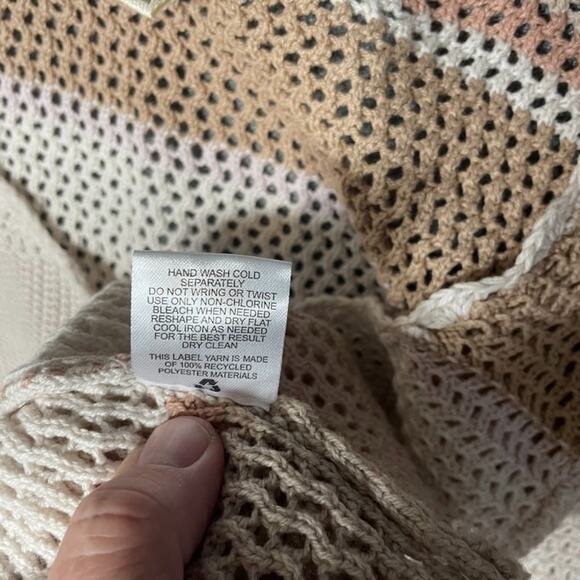 Hippie Rose Cropped Crochet Scallop Bell Sleeve Sweater M Boho Y2K Cottagecore - Picture 3 of 11